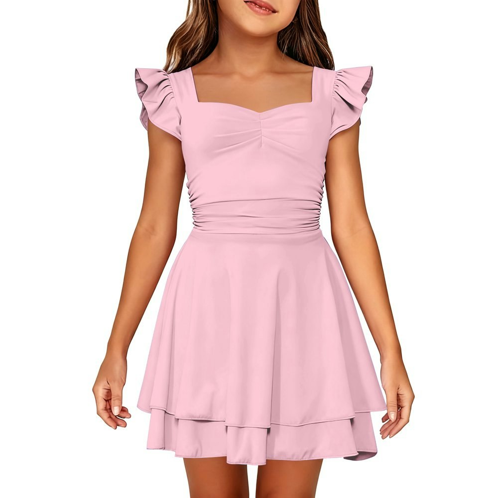 Lanbubble Girls Ruffle Sleeve A-line Dress: $19.79