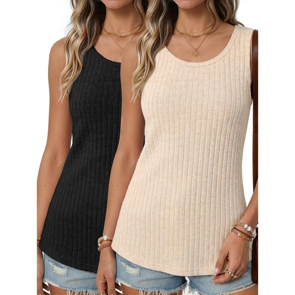 Moshu Women's Crew Neck Tank Tops 2-Pack: $15.79