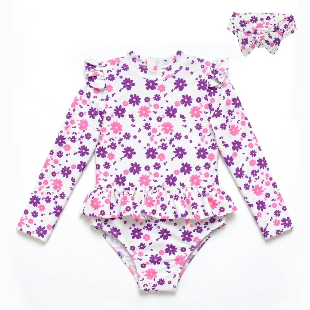 Nipaxo Girls' Floral Peplum Rash Guard Swimsuit Set: $8.10 Nipaxo Girls' Floral Peplum Rash Guard Swimsuit Set: $8.10