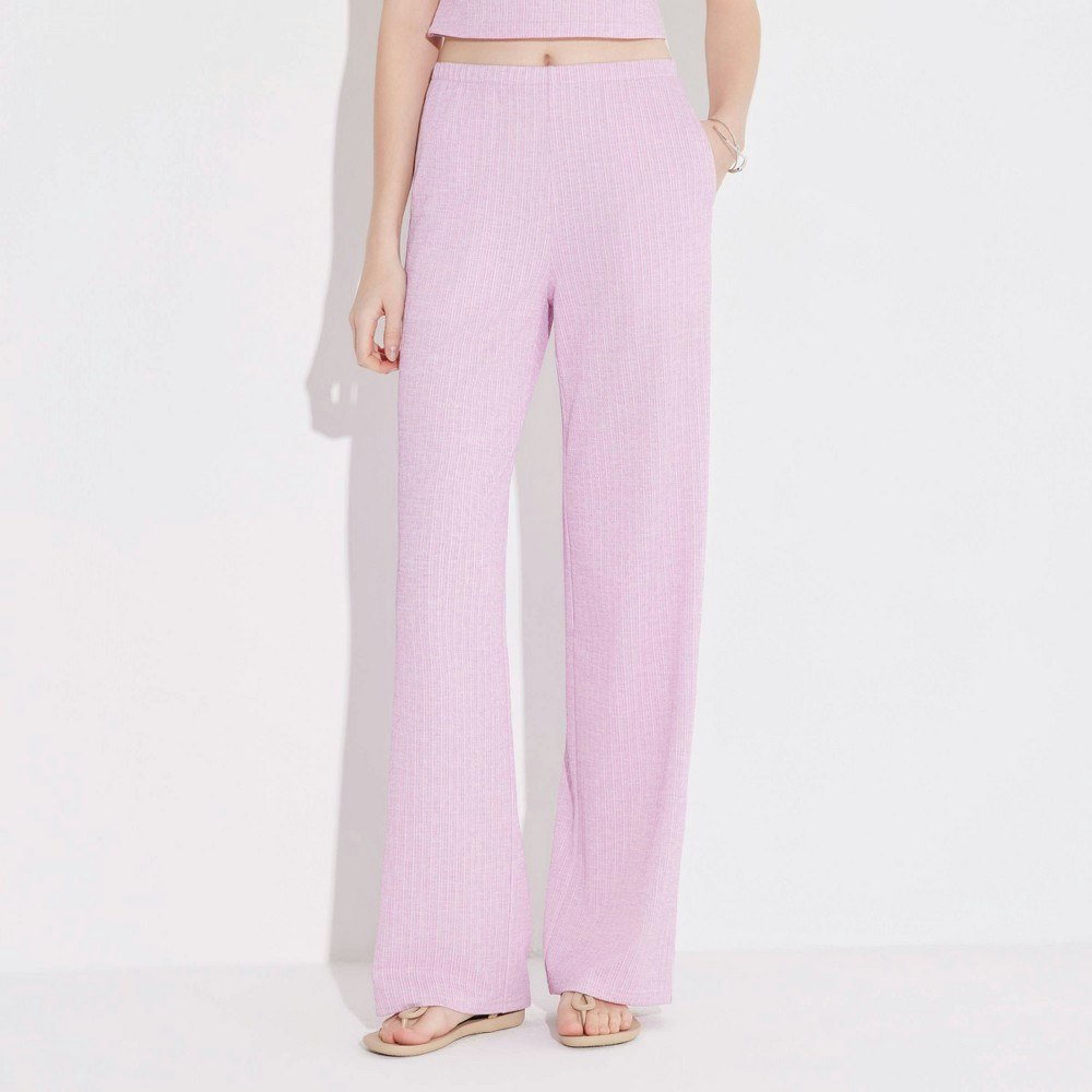 Wild Fable Women's Mid-Rise Textured Ribbed Slim Leg Pull-On Pants: $35