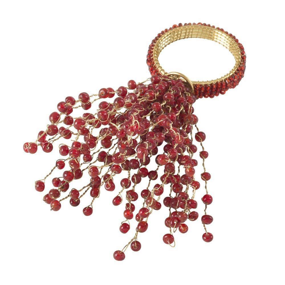 Saro Lifestyle Red Beaded Burst Napkin Ring 4-Pack: $18.79
