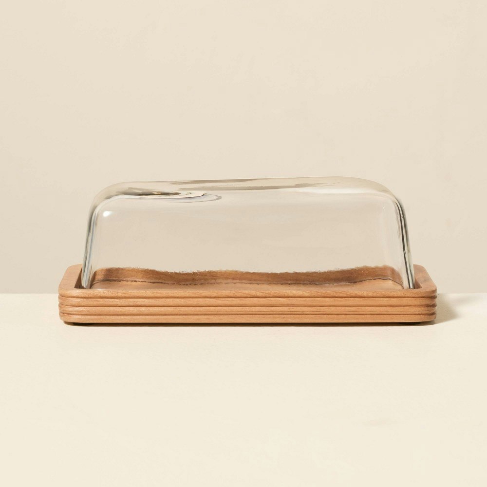 Hearth & Hand with Magnolia Glass and Wood Butter Dish: $16.99 Hearth & Hand with Magnolia Glass and Wood Butter Dish: $16.99