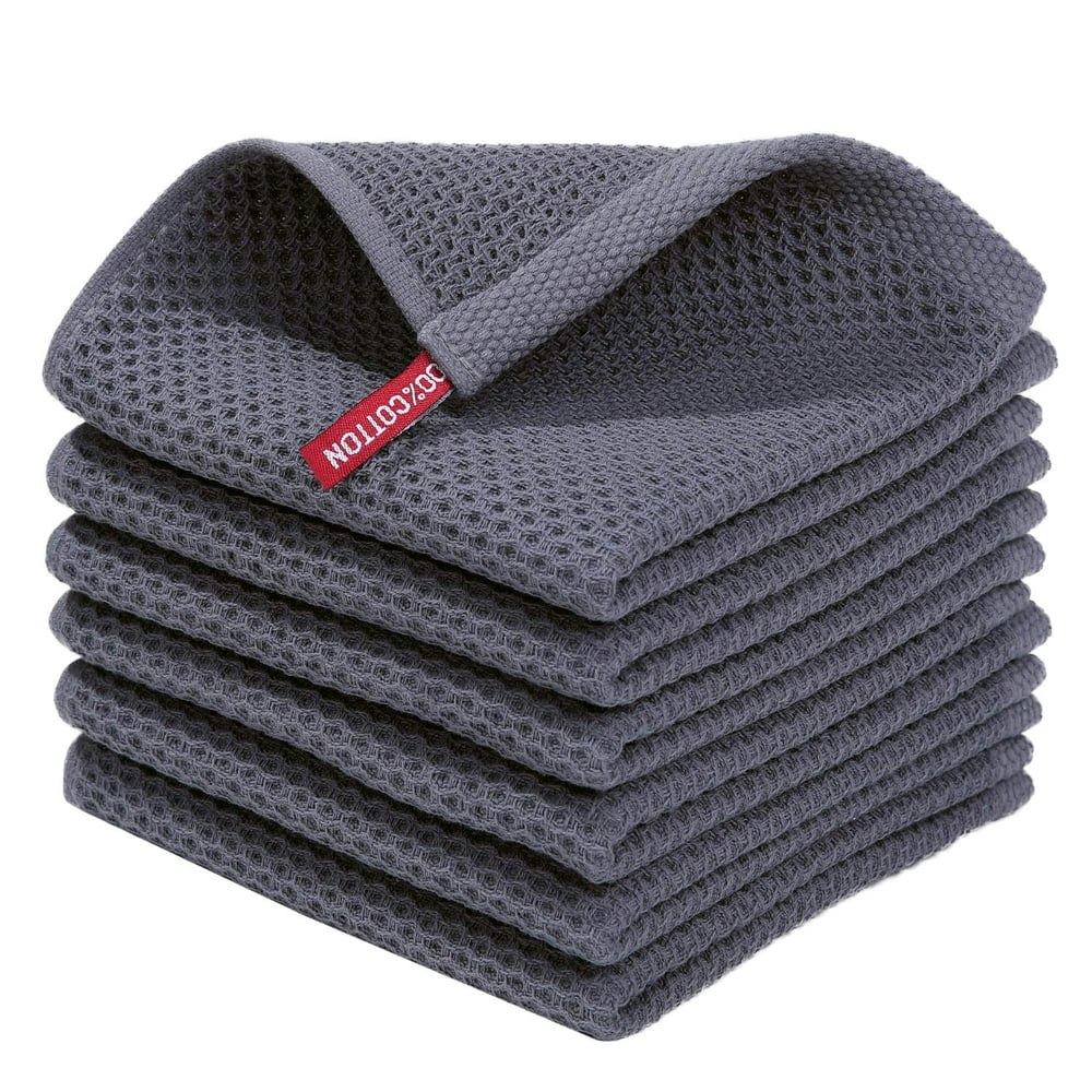 Smiry 12"x12" Waffle Weave Cotton Dish Cloth 6-Pack: $7.43
