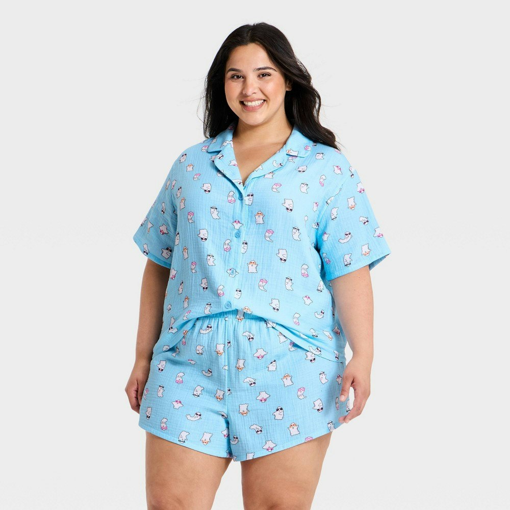 Women's Summerween Gauze Notch Collar Pajama Set 4X: $25 Women's Summerween Gauze Notch Collar Pajama Set 4X: $25