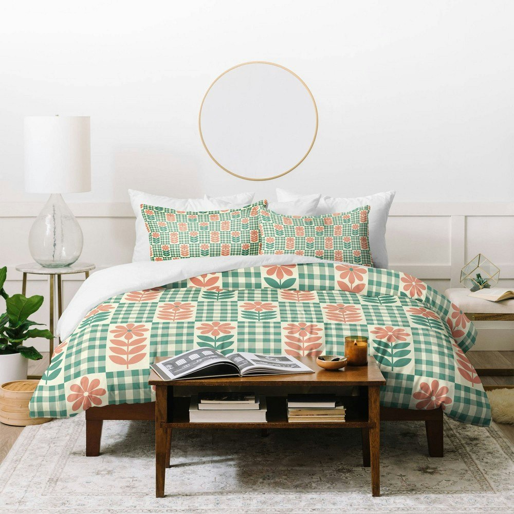 Deny Designs Jenean Morrison Gingham Floral Twin/Twin XL Duvet Cover and Pillow Shams: $159.99