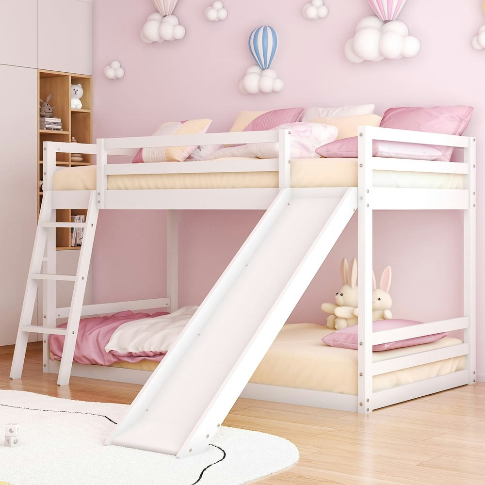 Zimtown Twin-Over-Twin Bunk Bed with Slide: $206.99 Zimtown Twin-Over-Twin Bunk Bed with Slide: $206.99