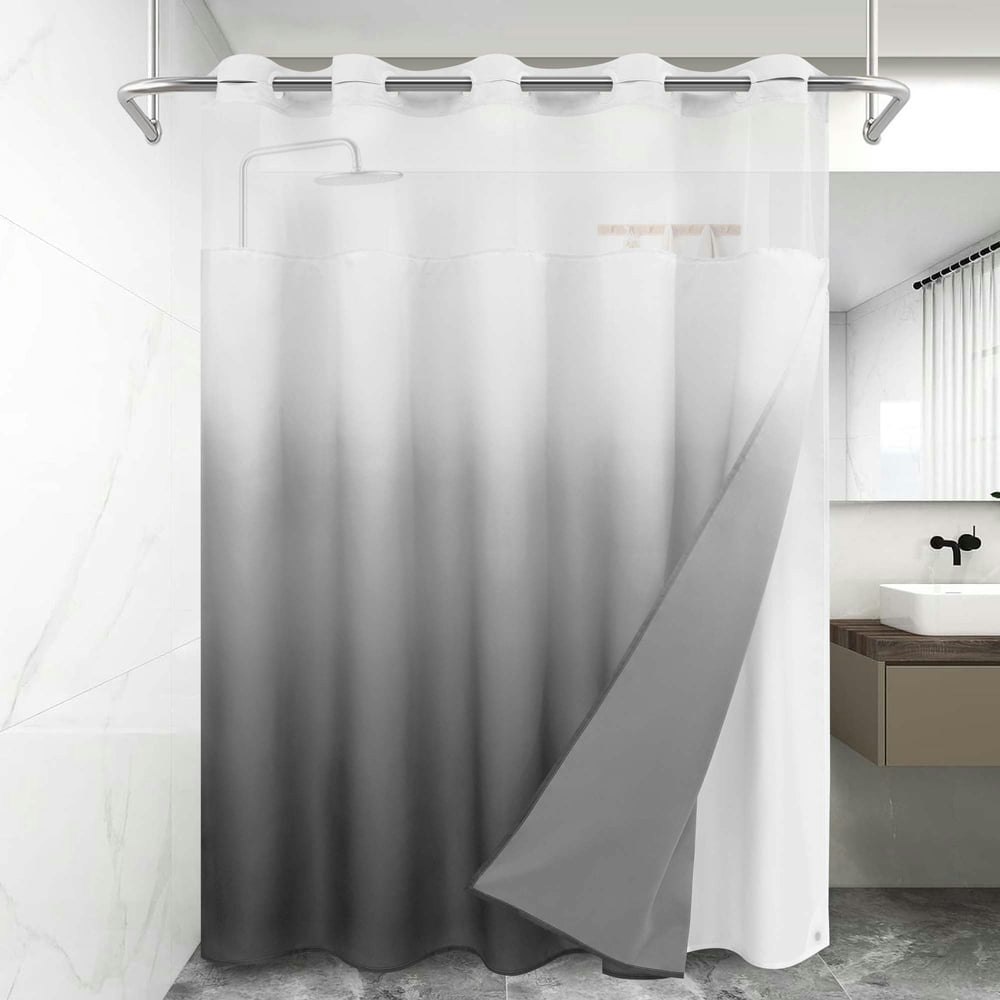 Ikfashoni 71"x74" Hookless Shower Curtain with Snap-in Liner: $20.99