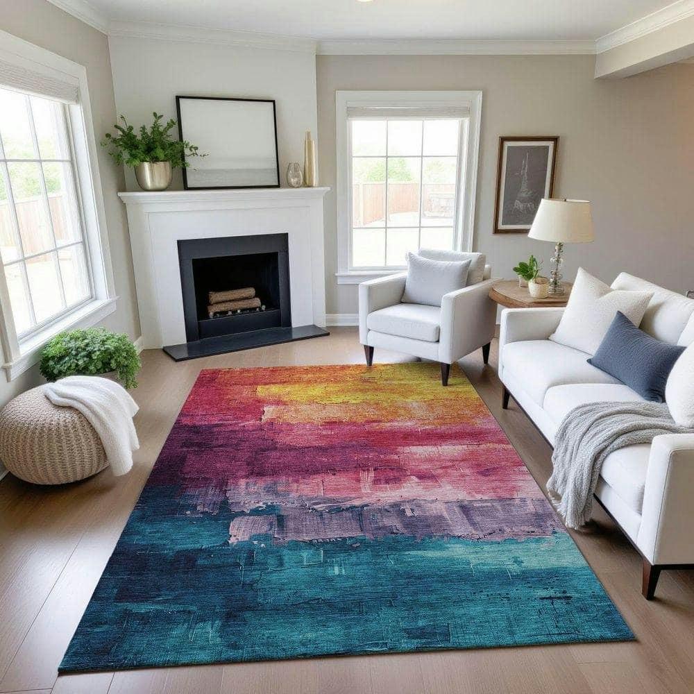 Mayfield 3'x5' Machine Washable Abstract Area Rug: $67.20 Mayfield 3'x5' Machine Washable Abstract Area Rug: $67.20