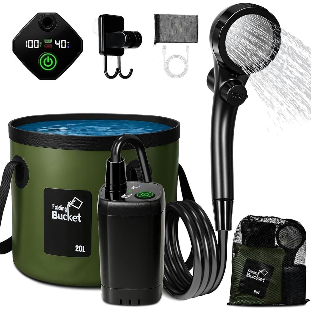 Goody King 6,000mAh Portable Camp Shower Pump with Bucket: $36.98