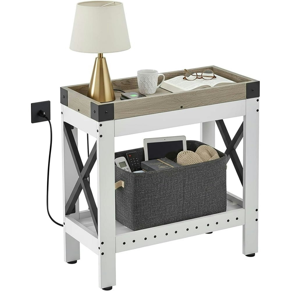 Zexvida Narrow Side Table with Power Outlets: $62.99 Zexvida Narrow Side Table with Power Outlets: $62.99