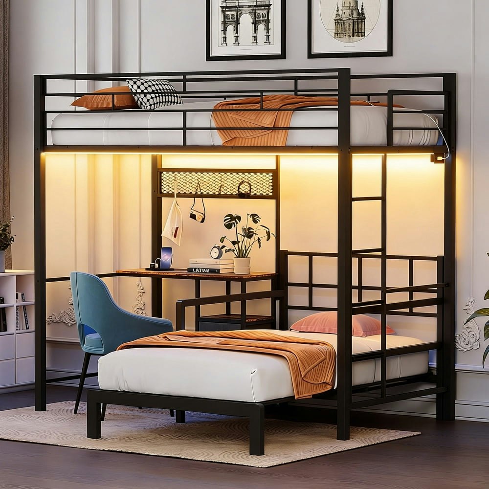Ktaxon Twin over Twin Metal Bunk Bed with Desk and Storage Drawers: $199.99 Ktaxon Twin over Twin Metal Bunk Bed with Desk and Storage Drawers: $199.99