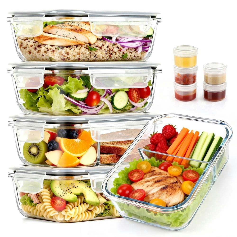 Glass Food Storage Containers with Lids 10-Pack: $20.69