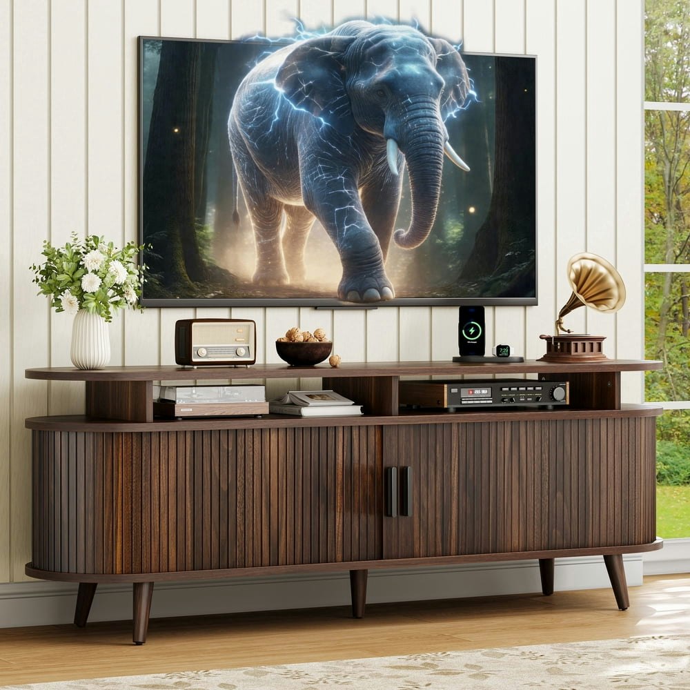 Gunaito Mid-Century Modern Wood TV Stand for 70-inch TVs: $155.79 Gunaito Mid-Century Modern Wood TV Stand for 70-inch TVs: $155.79