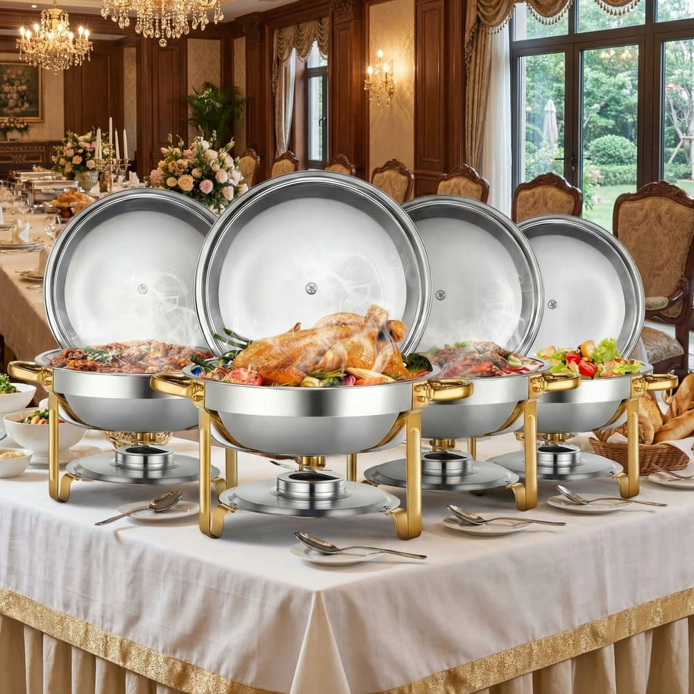 6-Quart Round Stainless Steel Chafing Dish 4-Pack: $115.98 6-Quart Round Stainless Steel Chafing Dish 4-Pack: $115.98