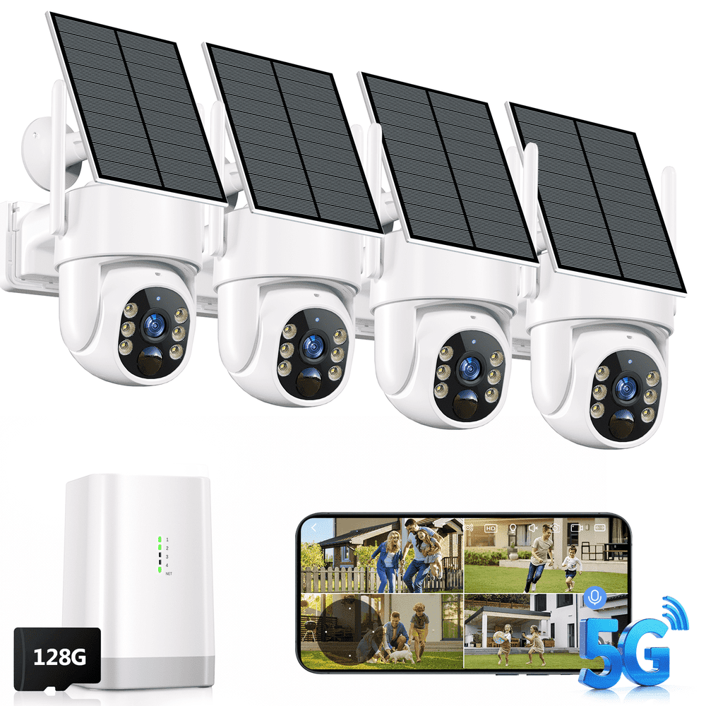 4-Pack 4MP Solar-Powered Wireless PTZ Security Cameras: $249.99