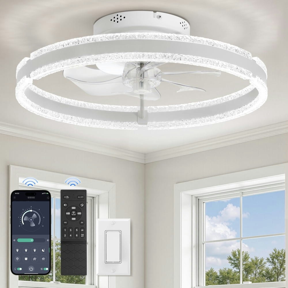 Lokivas 20-inch Modern Flush Mount Ceiling Fan with Light: $53.99