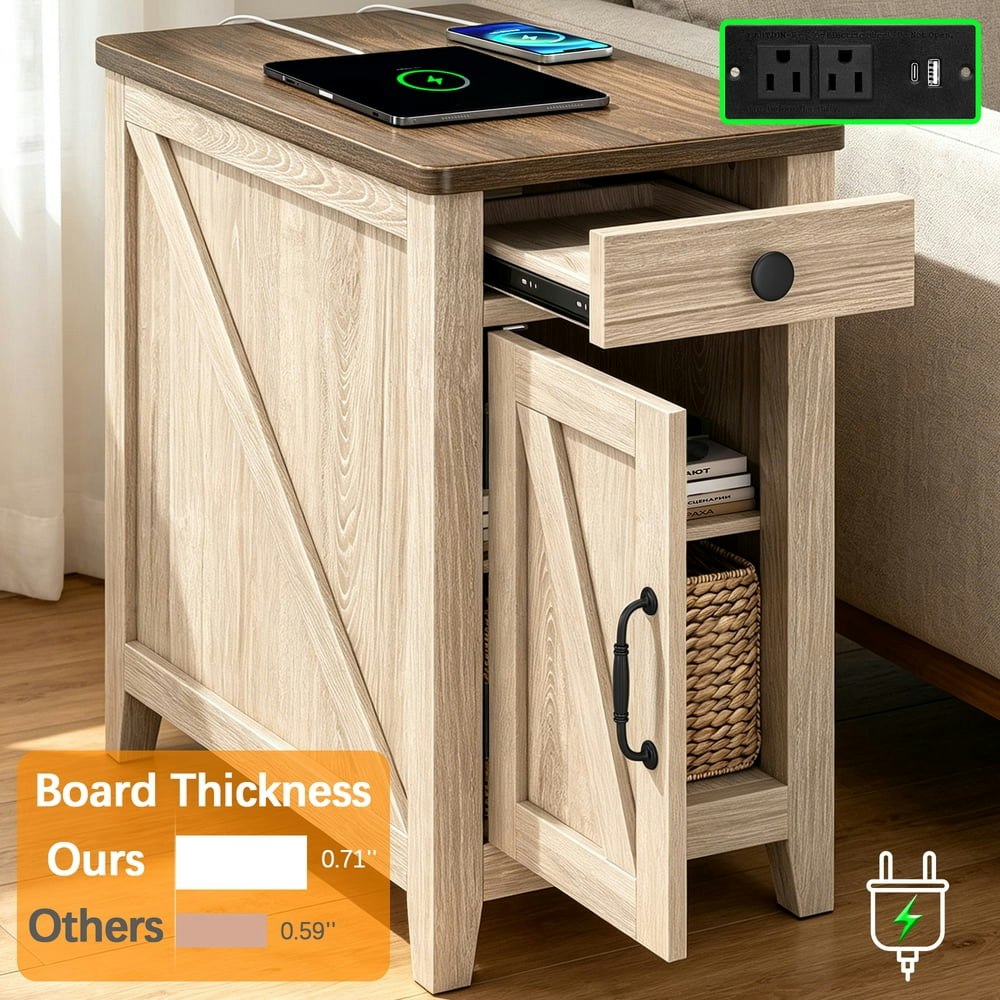 Farmhouse End Table with Charging Station: $79.99 Farmhouse End Table with Charging Station: $79.99