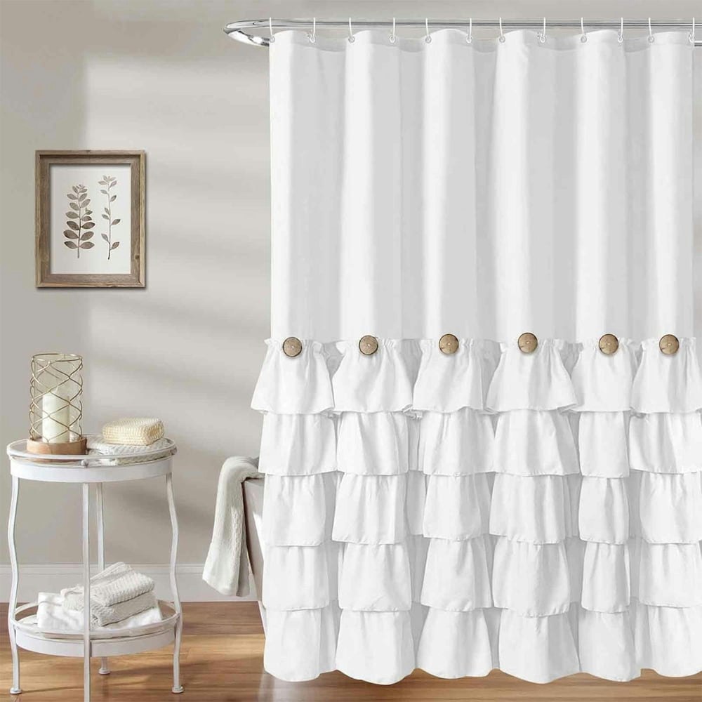 Lipa 72" x 72" Farmhouse Ruffle Shower Curtain: $21.59