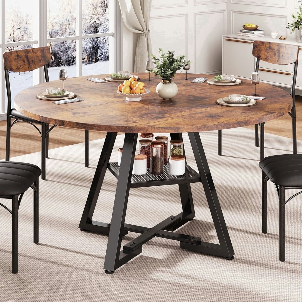 Hijob 47-inch Round Wood Dining Table: $89.98 Hijob 47-inch Round Wood Dining Table: $89.98
