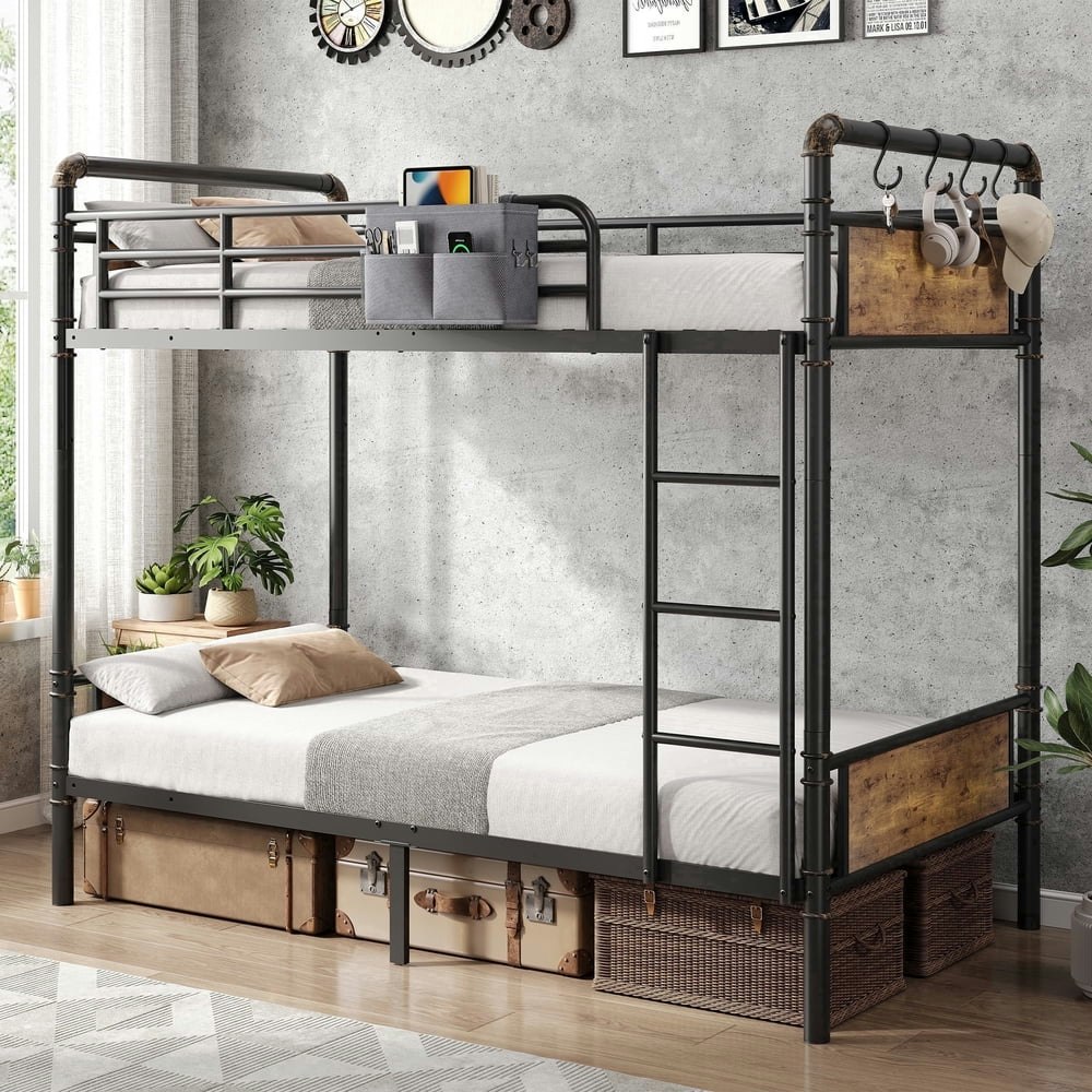 Hijob Twin-Over-Twin Metal Bunk Bed: $159.98 Hijob Twin-Over-Twin Metal Bunk Bed: $159.98
