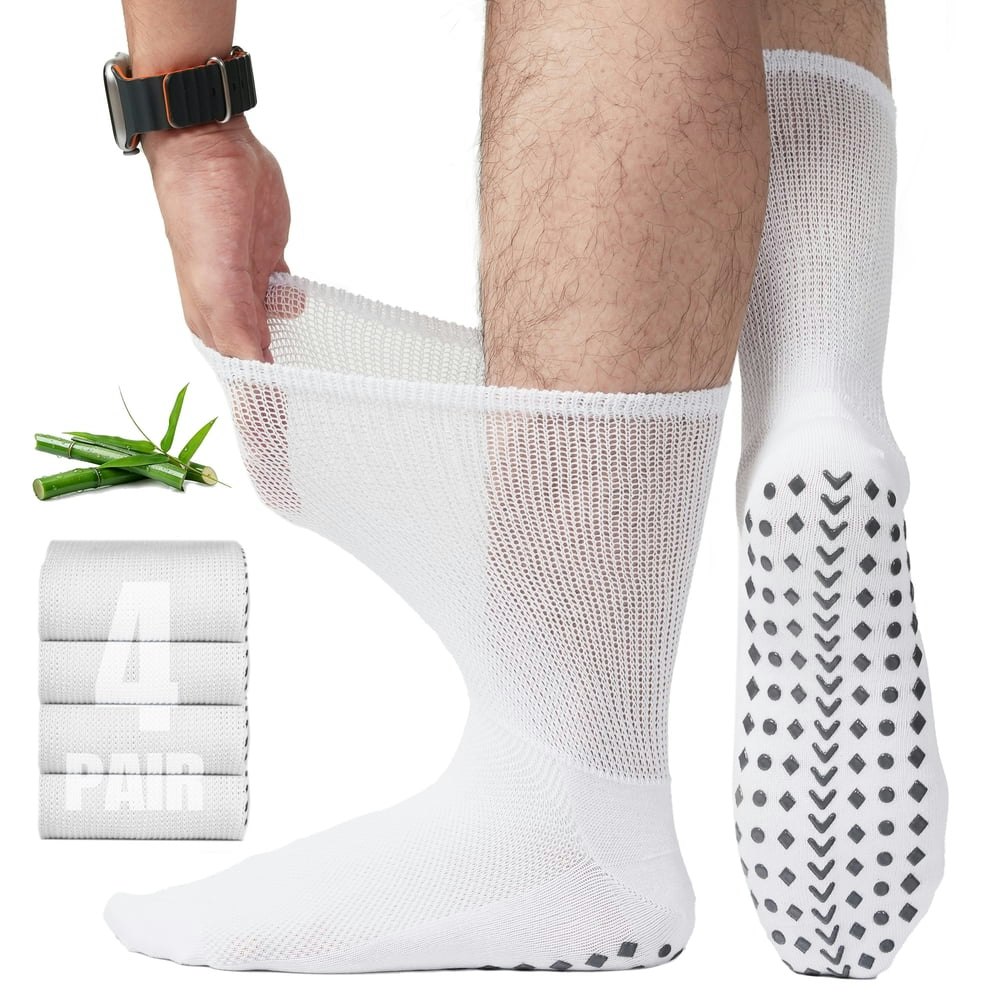 Hialtoday Men's Non-Binding Bamboo Diabetic Crew Socks 4-Pack: $13.49 Hialtoday Men's Non-Binding Bamboo Diabetic Crew Socks 4-Pack: $13.49