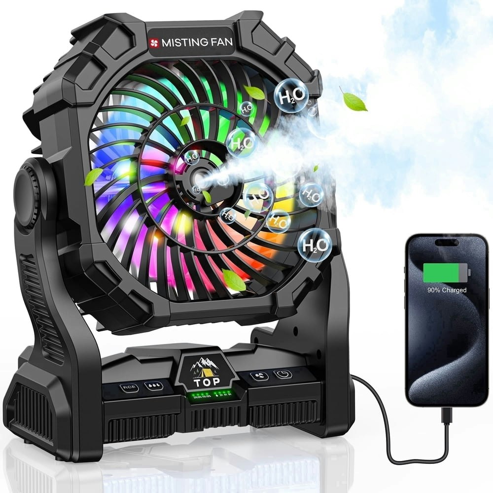 Portable 20,000mAh Misting Fan with RGB Lantern: $28.48 Portable 20,000mAh Misting Fan with RGB Lantern: $28.48