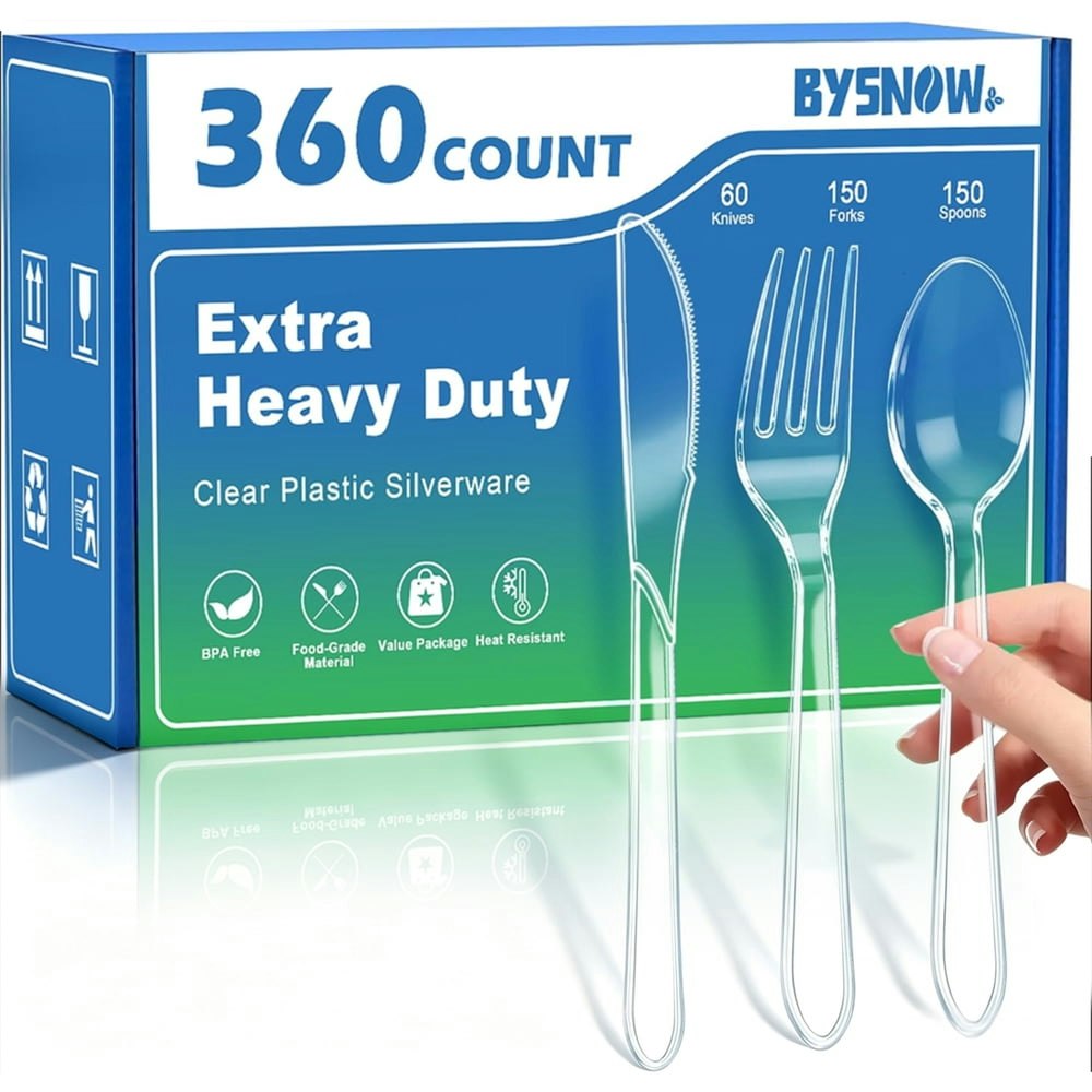 Bysnow Clear Plastic Silverware 360-Piece Set: $23.89 Bysnow Clear Plastic Silverware 360-Piece Set: $23.89