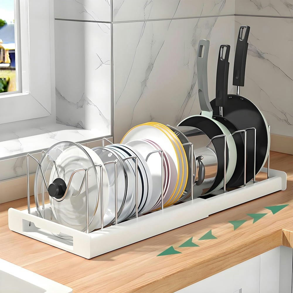 Tijity Expandable Pots and Pans Organizer: $16.98 Tijity Expandable Pots and Pans Organizer: $16.98