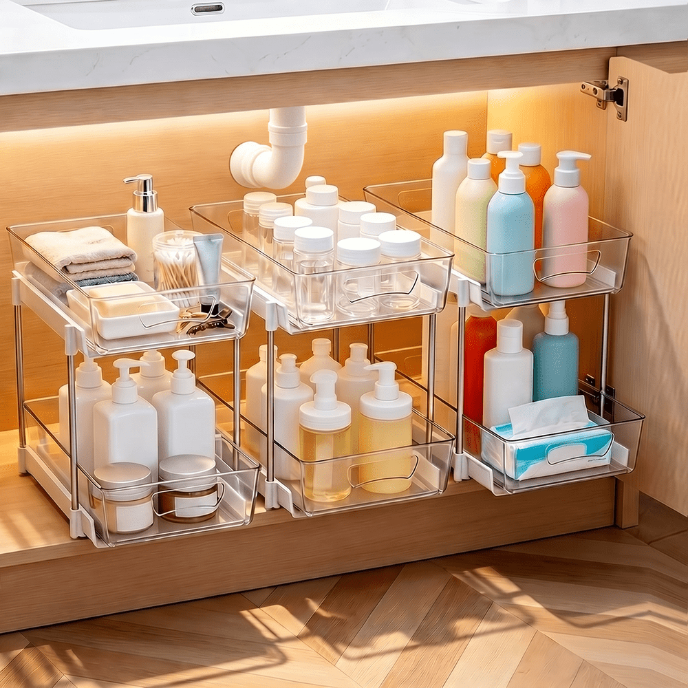 2-Tier Under Sink Bathroom Organizer 3-Pack: $22.48