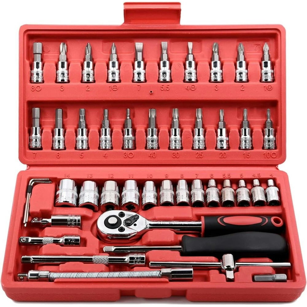 Enroslu 1/4-inch Drive 46-Piece Socket Ratchet Wrench Set: $14.99