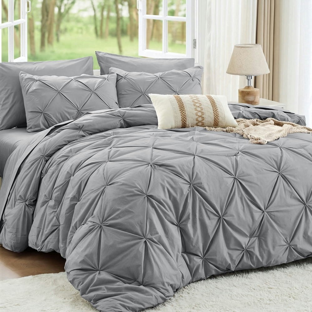 Sasttie Queen 7-Piece Pintuck Comforter Set: $34.99 Sasttie Queen 7-Piece Pintuck Comforter Set: $34.99
