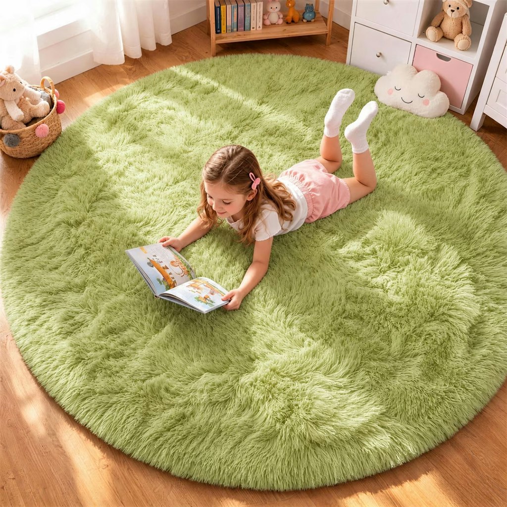 Sanmadrola 4x4-Foot Fluffy Shag Area Rug: $17
