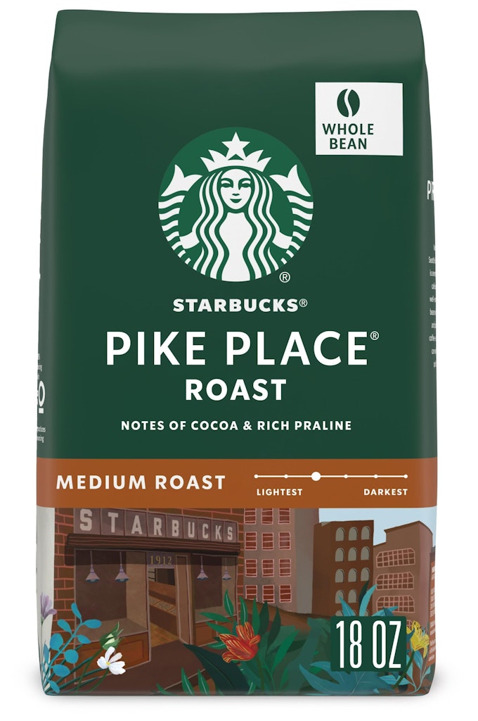 Starbucks Pike Place Roast Whole Bean Coffee 18 oz. Bag: $9.09