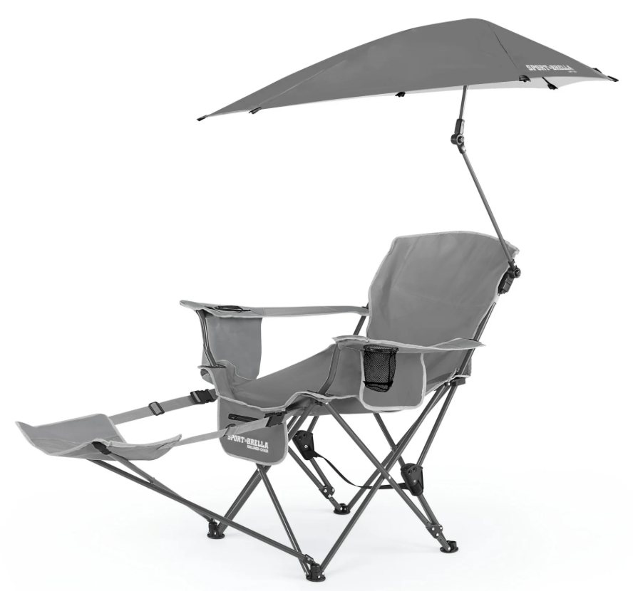 Sport-Brella Camping Recliner Chair w/ Clamp-On Sun Shade : $42 