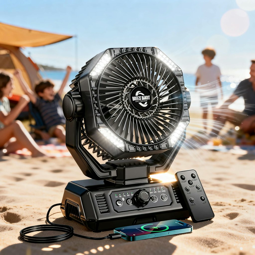 ColdSky Camping Fan w/ LED Lights & Remote Control: $19