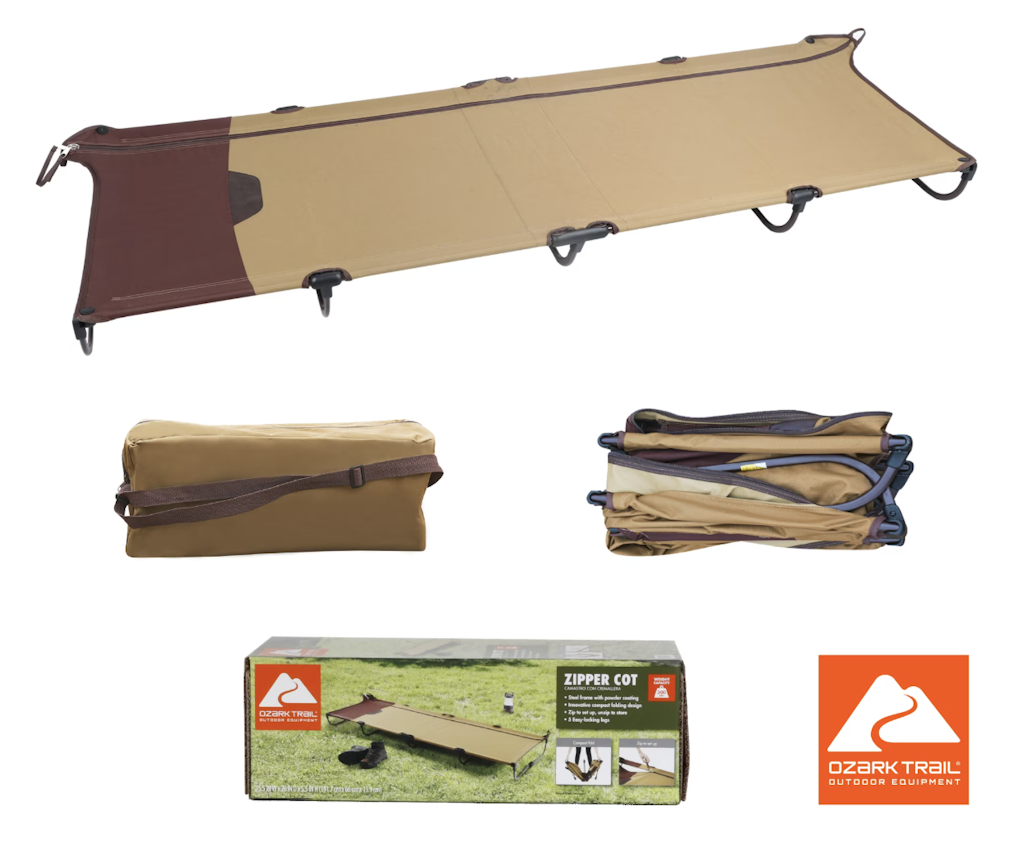 Ozark Trail Zippered Foldable Cot w/ Carry Bag: $49