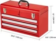 SucceBuy 20" 3-Drawer Metal Tool Box: $37.25