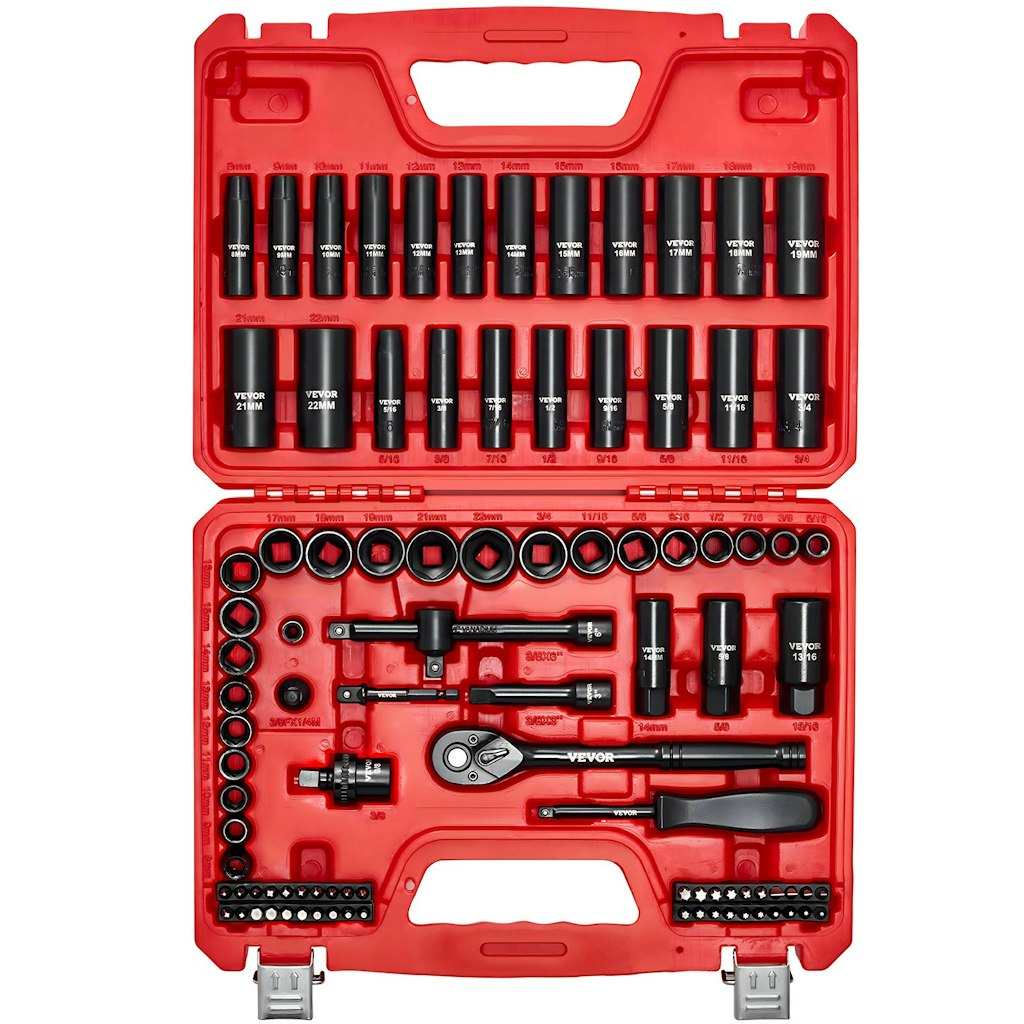 Vevor 96-Piece 3/8" Drive Impact Socket Wrench & Bit Set: $32