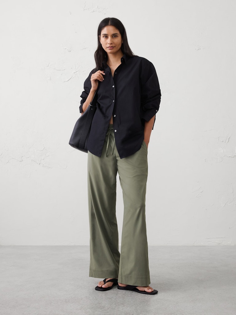 Wide-Leg Mid-Rise Airstretch Pants: $45 Wide-Leg Mid-Rise Airstretch Pants: $45