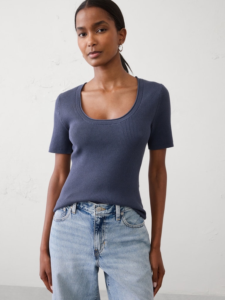 Ribbed Scoop-Neck Sweater: $42.50 Ribbed Scoop-Neck Sweater: $42.50