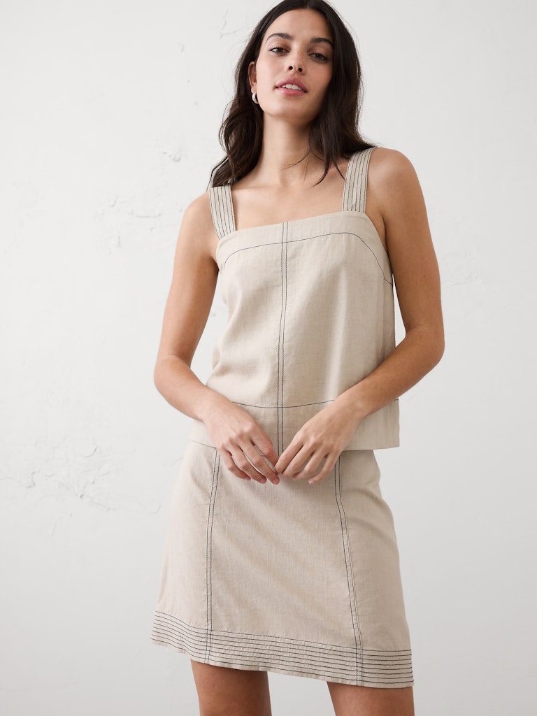 Linen-Blend Trapunto Tank: $41.97 Linen-Blend Trapunto Tank: $41.97