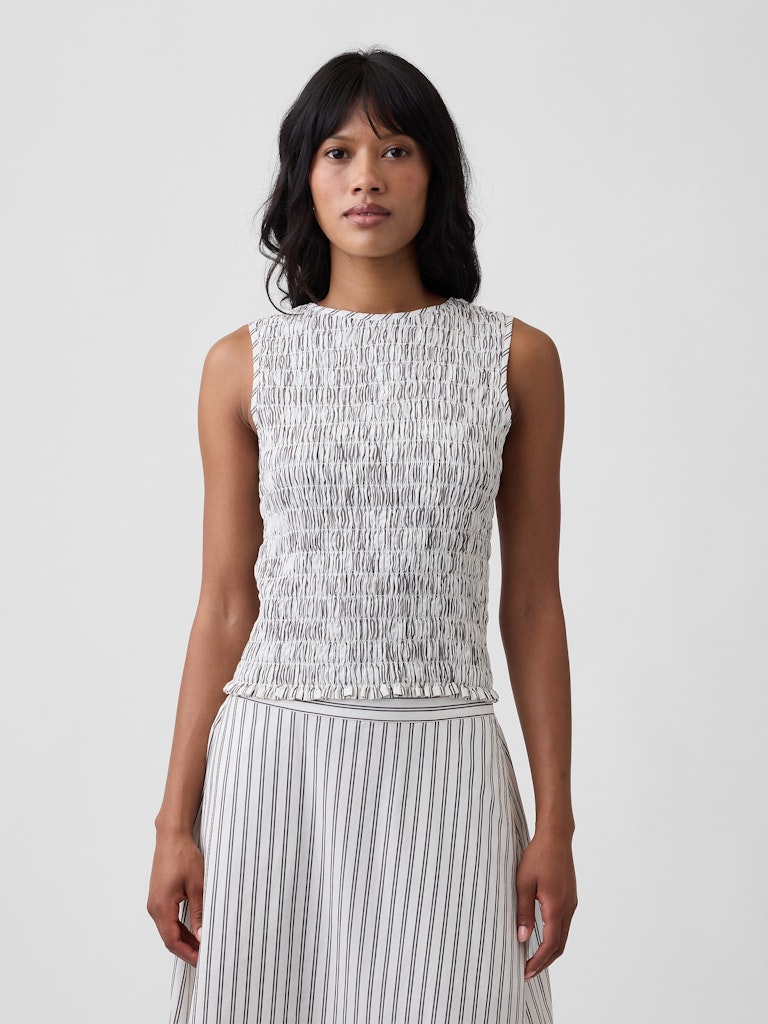 Smocked Sleeveless Boatneck Top: $29.99 Smocked Sleeveless Boatneck Top: $29.99