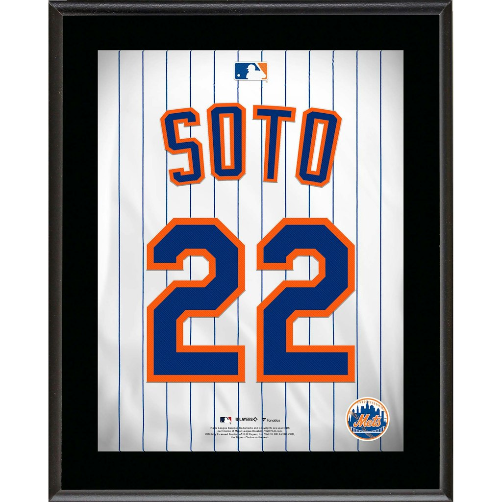 Juan Soto New York Mets 10.5" x 13" Jersey Number Sublimated Player Plaque: $29.99 Juan Soto New York Mets 10.5" x 13" Jersey Number Sublimated Player Plaque: $29.99