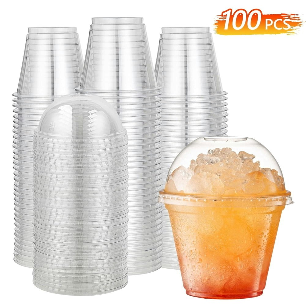 Tripumer 9oz Disposable Clear Plastic Cups with Dome Lids 100-Pack: $19.94 Tripumer 9oz Disposable Clear Plastic Cups with Dome Lids 100-Pack: $19.94