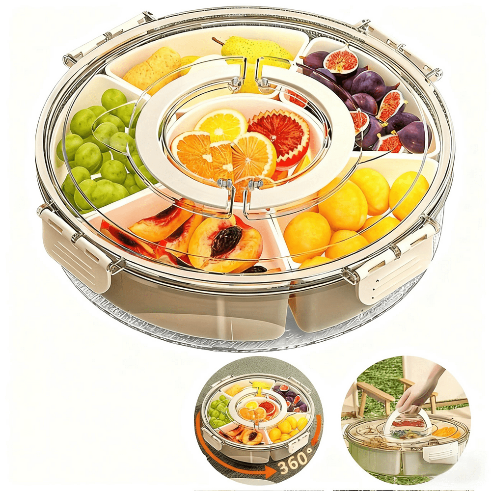 Jetcloudlive Divided Snack Tray with Lid and Handle: $15.99