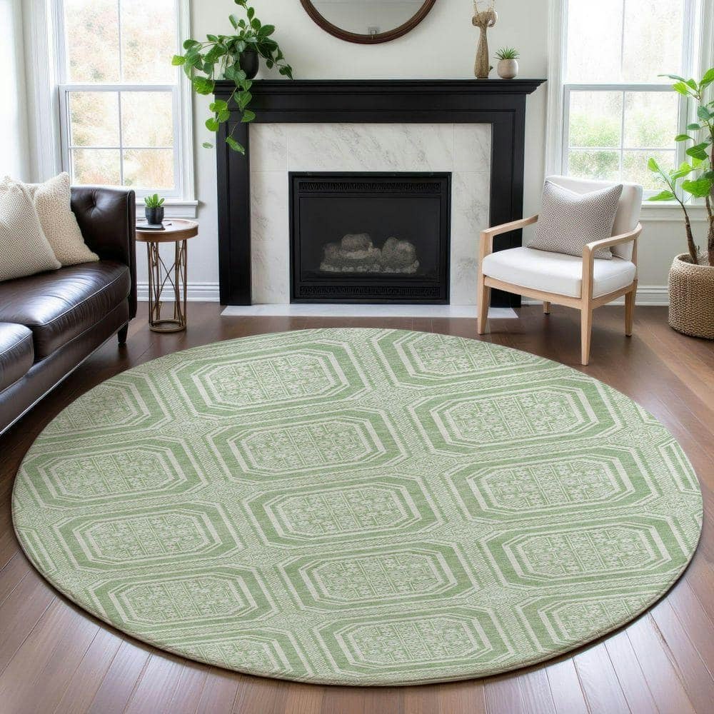 Mayfield Premium Machine Washable 8x8-Foot Round Abstract Rug: $265.33