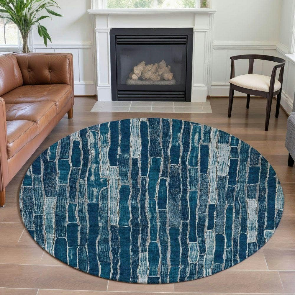 Mayfield Abstract Machine Washable 8x8-Foot Round Rug: $265.33