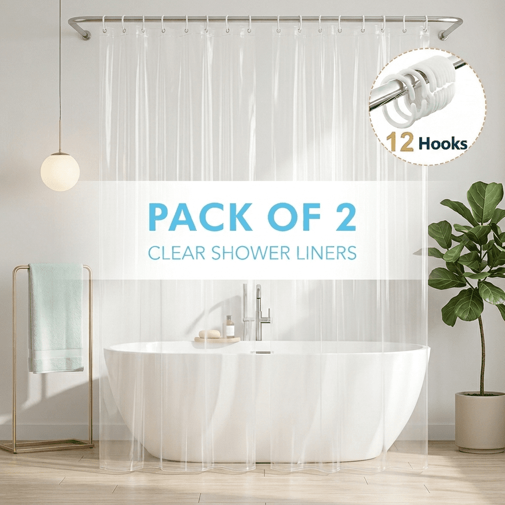 Dznils 72" x 78" PEVA Shower Curtain Liner 2-Pack: $12.99