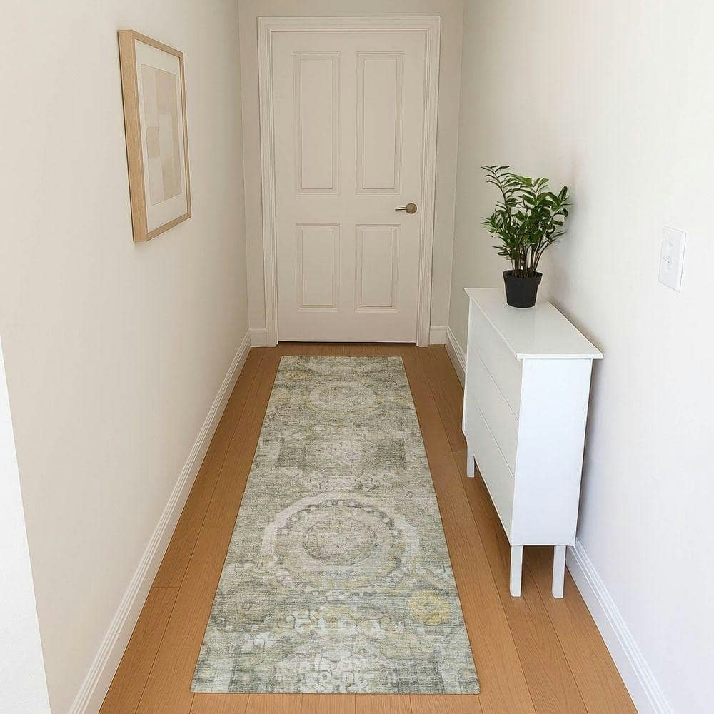 Mayfield Abstract Machine Washable 2'3" x 7'6" Runner Rug: $69.57