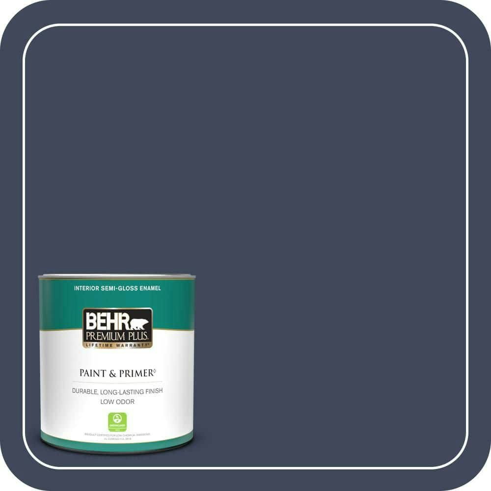 Dark Navy Semi-Gloss Interior Paint and Primer 1-Quart: $20.48